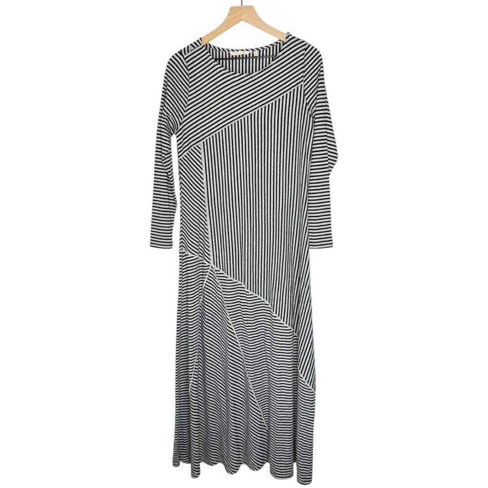 Soft Surroundings Ryley Maxi Dress Small Long Sleeve Knit Striped Fall Winter